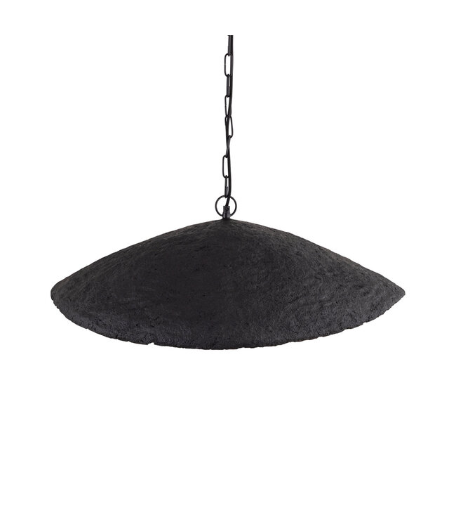 PTMD Majid Zwarte Papier Maché Golf Lamp Goud Binnenin