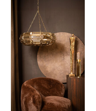 PTMD Thyro Antiek Messing Glas Amber Donut Lamp
