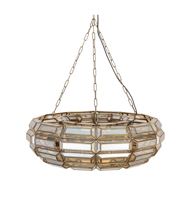 PTMD Thyro Antiek Messing Glas Amber Donut Lamp