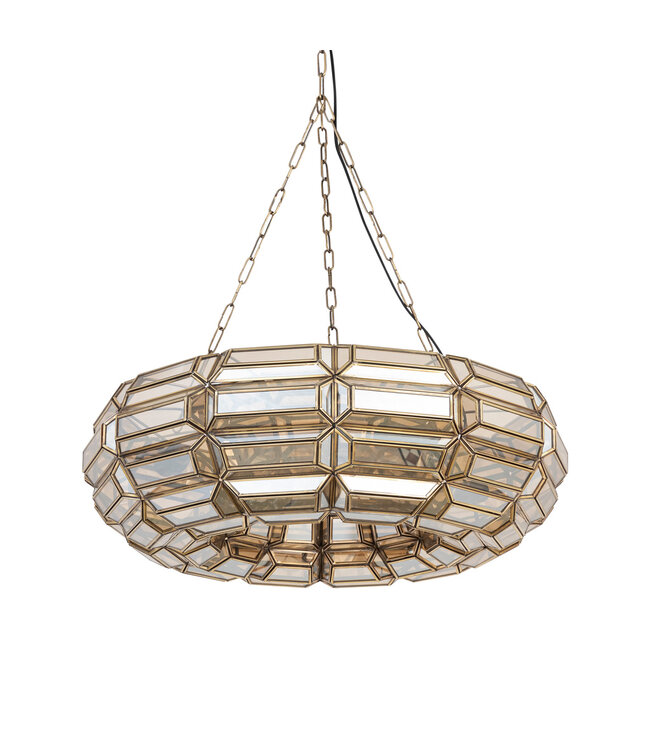 PTMD Thyro Antiek Messing Glas Amber Donut Lamp