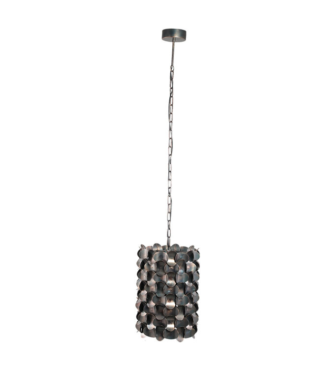 PTMD Jaye Zwarte Hanglamp van IJzer met Cirkelpatroon Breed