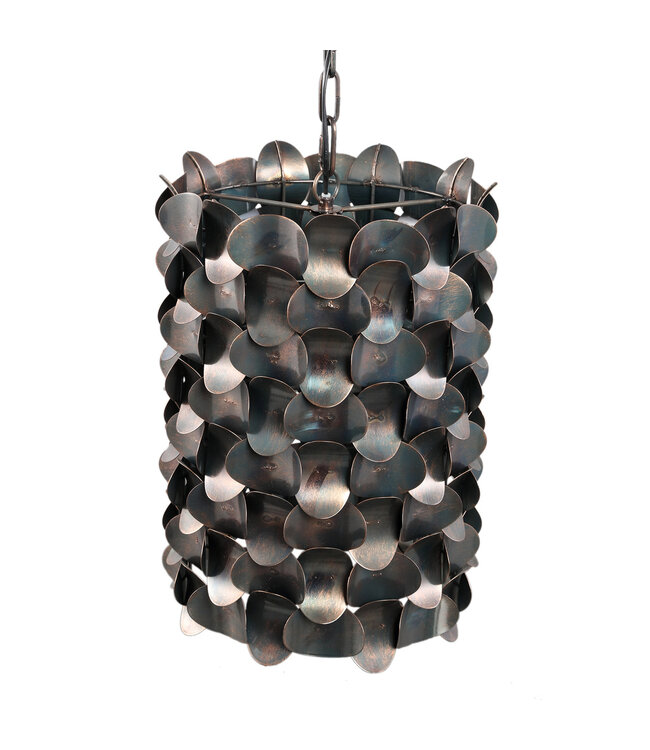 PTMD Jaye Zwarte Hanglamp van IJzer met Cirkelpatroon Breed