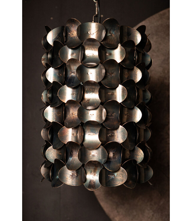 PTMD Jaye Zwarte Hanglamp van IJzer met Cirkelpatroon Breed