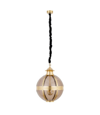 PTMD Mikk Messing Antiek Glazen Hanglamp Rnd M