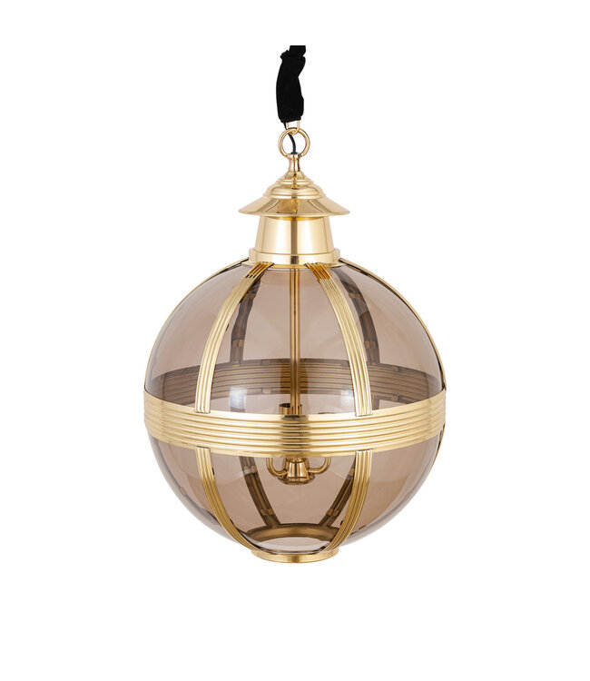 PTMD Mikk Messing Antiek Glazen Hanglamp Rnd M