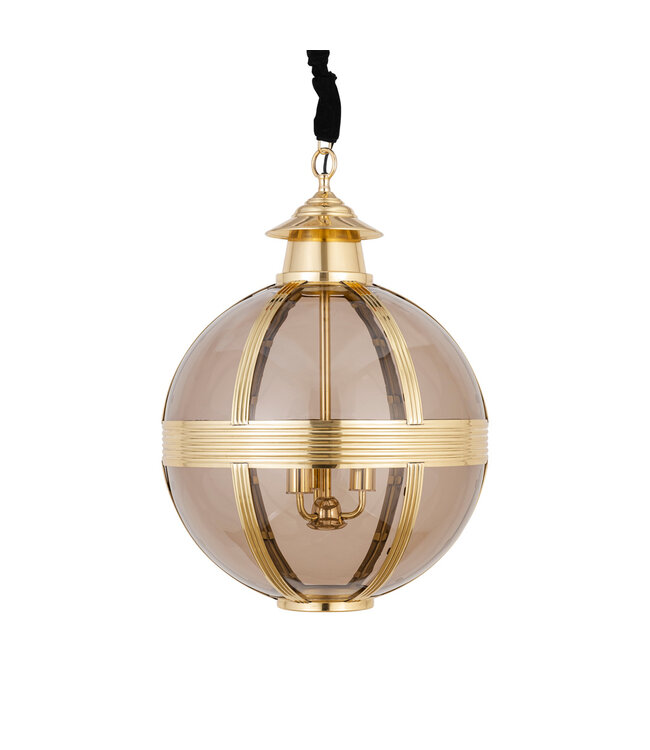 PTMD Mikk Messing Antiek Glazen Hanglamp Rnd M