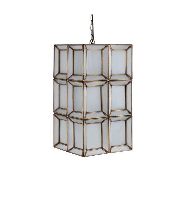 PTMD Layra Wit Melkglas Hanglamp Antiek
