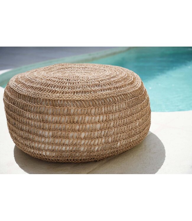 Bazar Bizar De Zeegras Poef - Natuurlijk - M 35x60x60cm