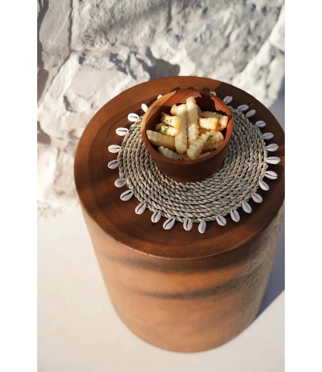 Bazar Bizar De Raffia Schelp Pannenonderzetter