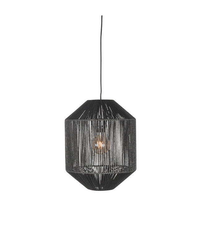 LABEL51 LABEL51 Hanglamp Ibiza - Zwart - Jute - 1-Lichts Cilinder