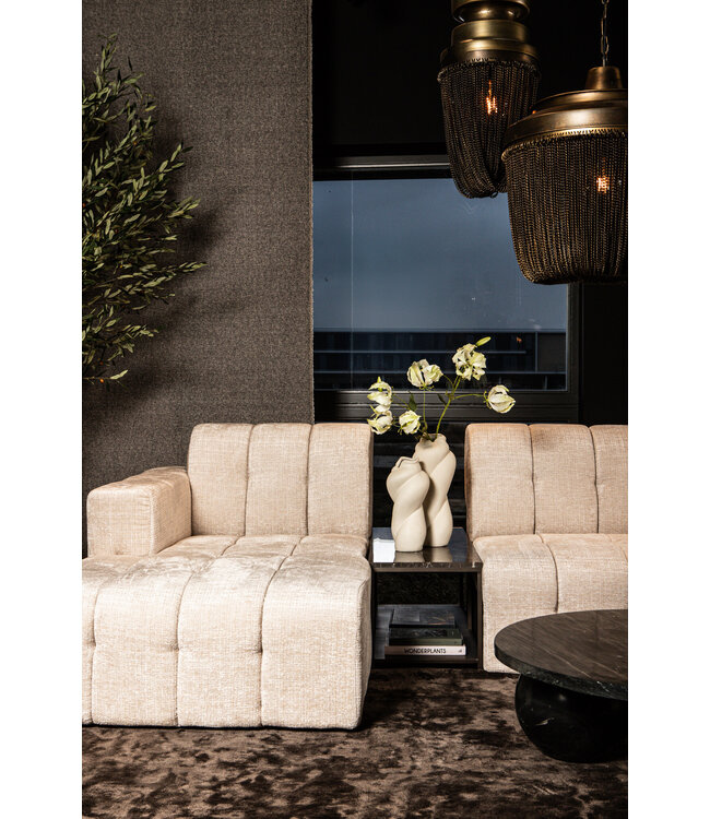 PTMD Laco Brown bijzettafel met marmeren blad en taupe metalen frame.