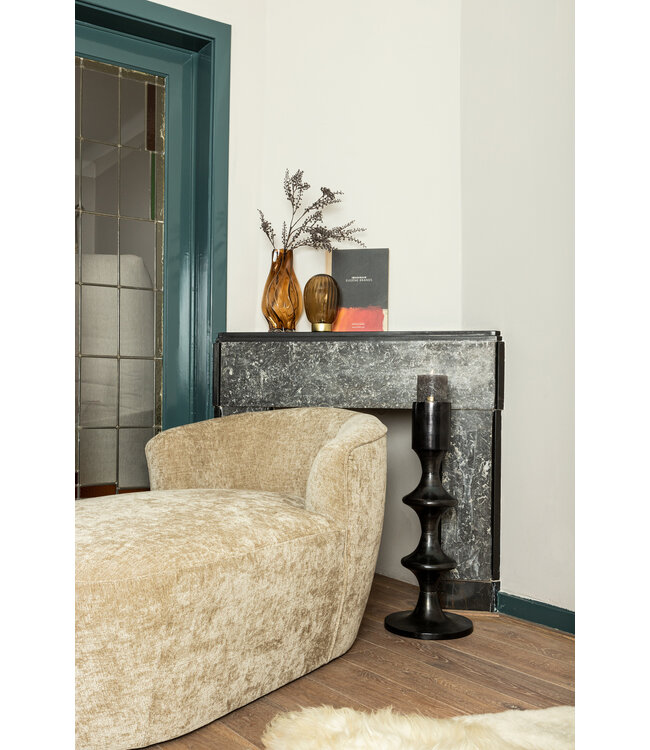 PTMD Taika Black alu ronde kaarshouder met hoge lipjes.