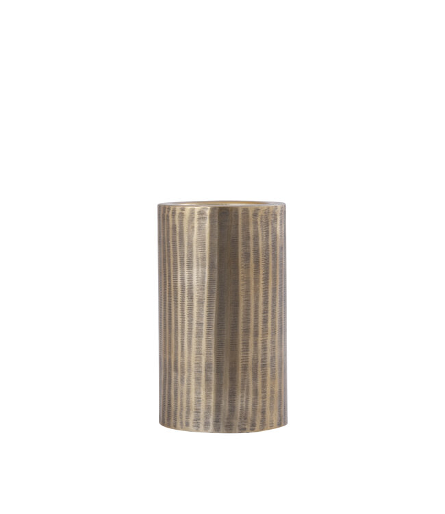 PTMD Jowad Antiek Gouden aluminium plaat kaarsenhouder rib S