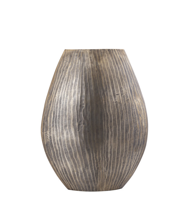 PTMD Jowad Antiek Goud aluminium plaat pot rib hoog ovaal M