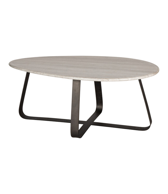 PTMD Muka salontafel hoog donkergrijze basis wit marmer