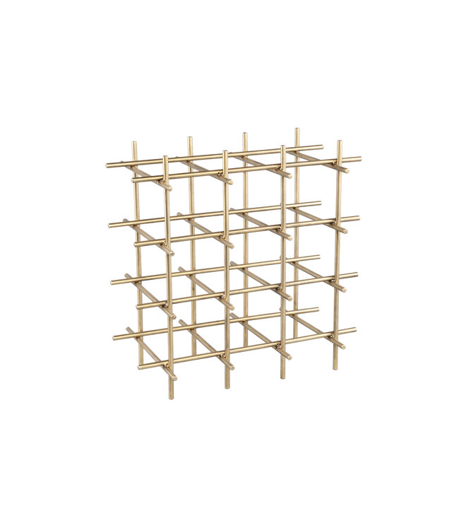 PTMD Gordo Brass stalen vierkante open frame wijnrek