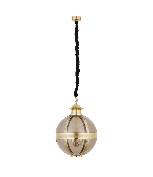 PTMD Mikk Messing Antiek Glazen Hanglamp Rnd M