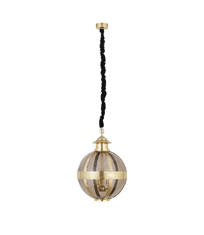 PTMD Mikk Messing Antiek Glazen Hanglamp Rnd S