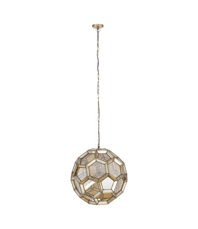 PTMD Thyro Antiek Messing Glas Amber Bal Lamp