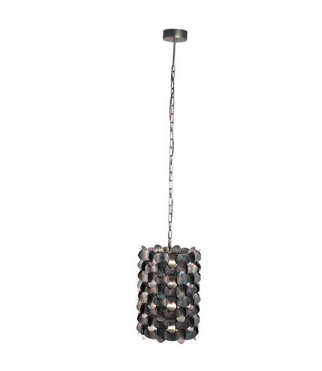 PTMD Jaye Zwarte Hanglamp van IJzer met Cirkelpatroon Breed