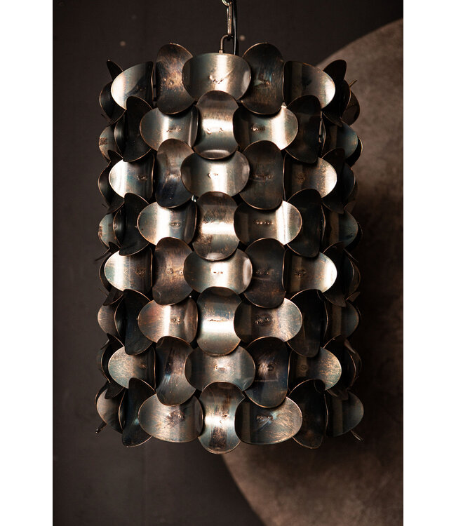 PTMD Jaye Zwarte Hanglamp van IJzer met Cirkelpatroon Breed