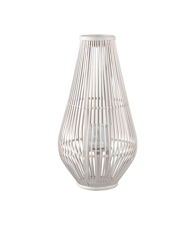 PTMD Lysia Sand round bamboo lantern with glass L