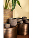 PTMD Holden Paarse Cement Kaars Rond Gouden Afwerking Laag (set van 2)
