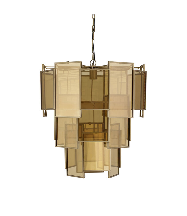 PTMD Loucas Messing Glans Glas Hanglamp Lagen L