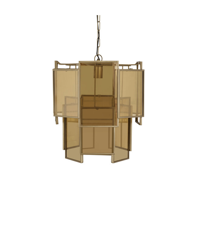 PTMD Loucas Messing Glans Glas Hanglamp Lagen S