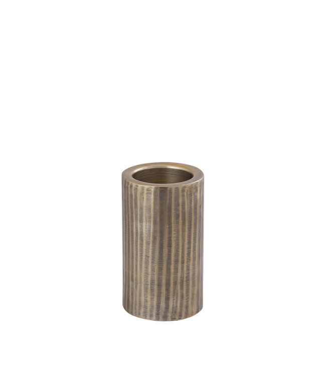 PTMD Jowad Antiek Gouden aluminium plaat kaarsenhouder rib S