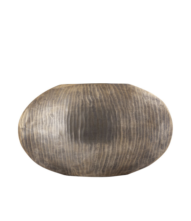 PTMD Jowad Antiek Goud aluminium plaat pot rib laag ovaal L
