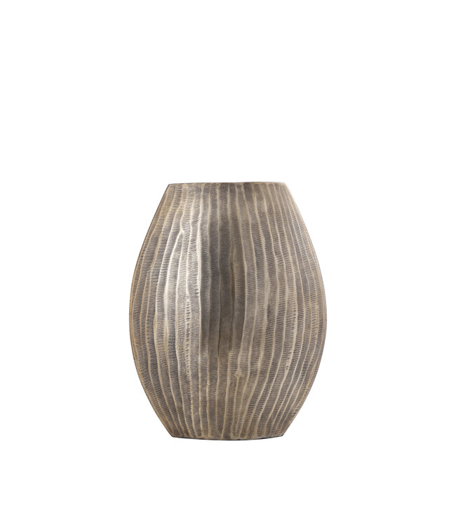 PTMD Jowad Antiek Goud aluminium plaat pot rib hoog ovaal S