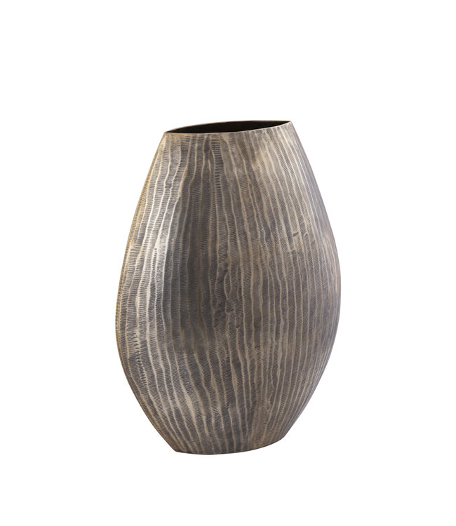 PTMD Jowad Antiek Goud aluminium plaat pot rib hoog ovaal M