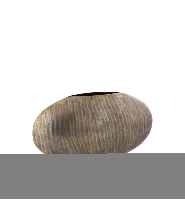 PTMD Jowad Antiek Goud aluminium plaat pot rib laag ovaal S