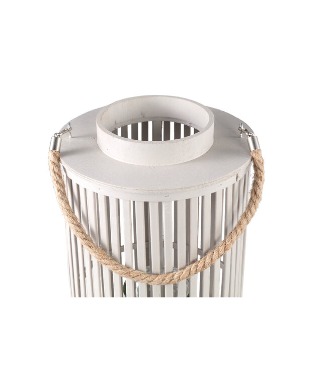 PTMD Zafria Cream round bamboo lantern with glass L