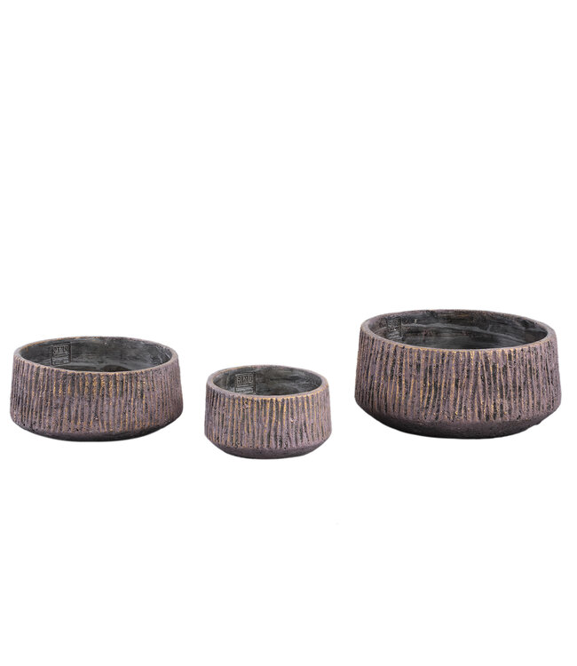 PTMD Holden Paarse Cement Kaars Rond Gouden Afwerking Laag M (set van 4)