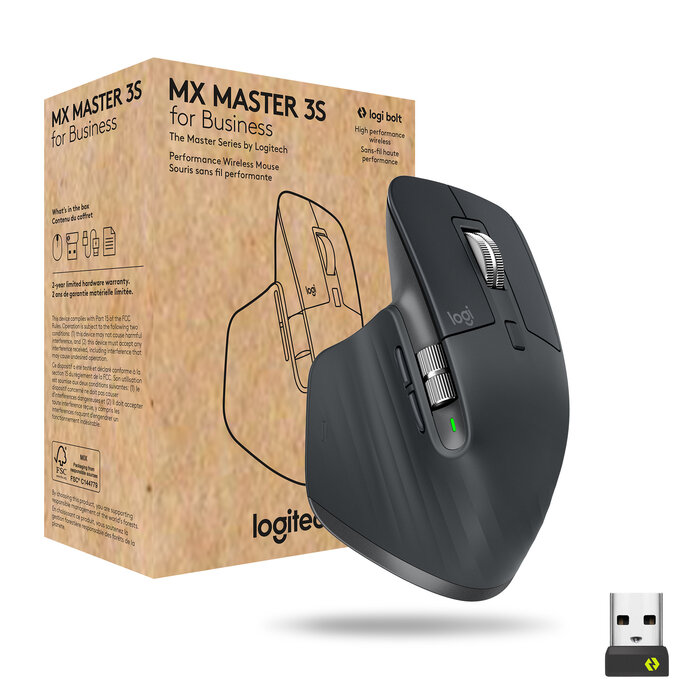 Logitech Logitech MX Master 3s for Business muis Rechtshandig RF-draadloos + Bluetooth Laser 8000 DPI