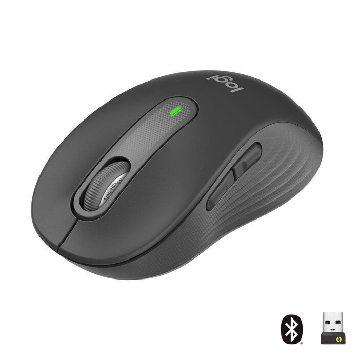 Logitech Logitech Signature M650 Draadloze Muis - Voor kleine tot middelgrote handen, 2 jaar batterijduur, stil klikken, aanpasbare zijknoppen, Bluetooth, compatibel met meerdere apparaten - Graphite