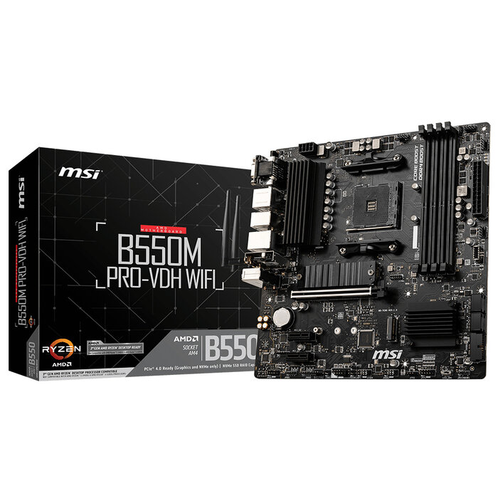 MSI MSI B550M PRO-VDH WIFI moederbord AMD B550 Socket AM4 micro ATX