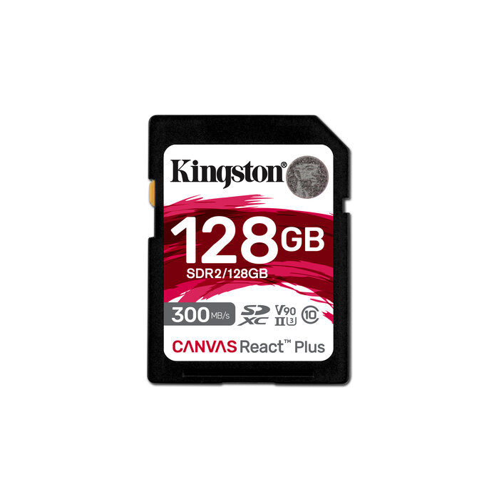 Kingston Kingston Technology 128GB Canvas React Plus SDHC UHS-II 300R/260W U3 V90 voor Full HD/4K/8K