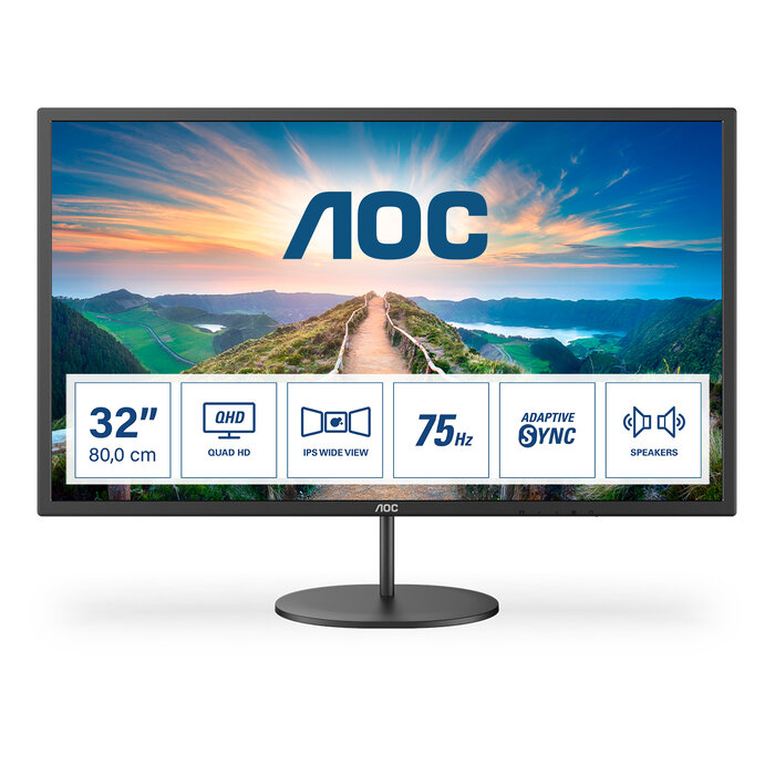 AOC AOC V4 Q32V4 computer monitor 80 cm (31.5") 2560 x 1440 Pixels 2K Ultra HD LED Zwart