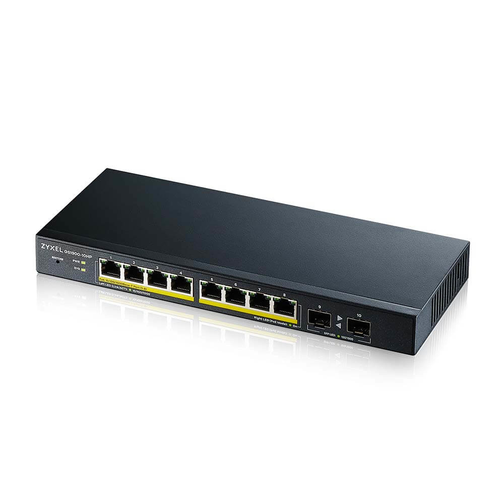 Zyxel Zyxel GS1900-10HP Managed L2 Gigabit Ethernet (10/100/1000) Power over Ethernet (PoE) Zwart