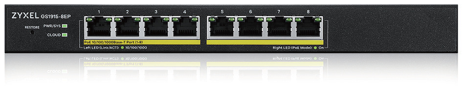 Zyxel Zyxel GS1915-8EP Managed L2 Gigabit Ethernet (10/100/1000) Power over Ethernet (PoE) Zwart
