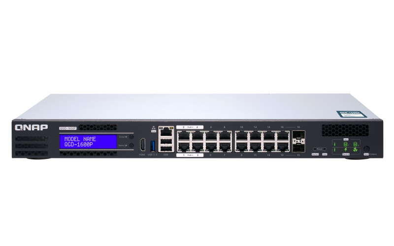 QNAP QNAP QGD-1600P Managed Gigabit Ethernet (10/100/1000) Power over Ethernet (PoE) 1U Zwart, Grijs