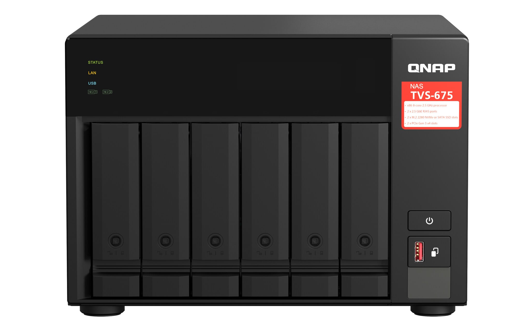 QNAP QNAP TVS-675 NAS Tower Ethernet LAN Zwart KX-U6580
