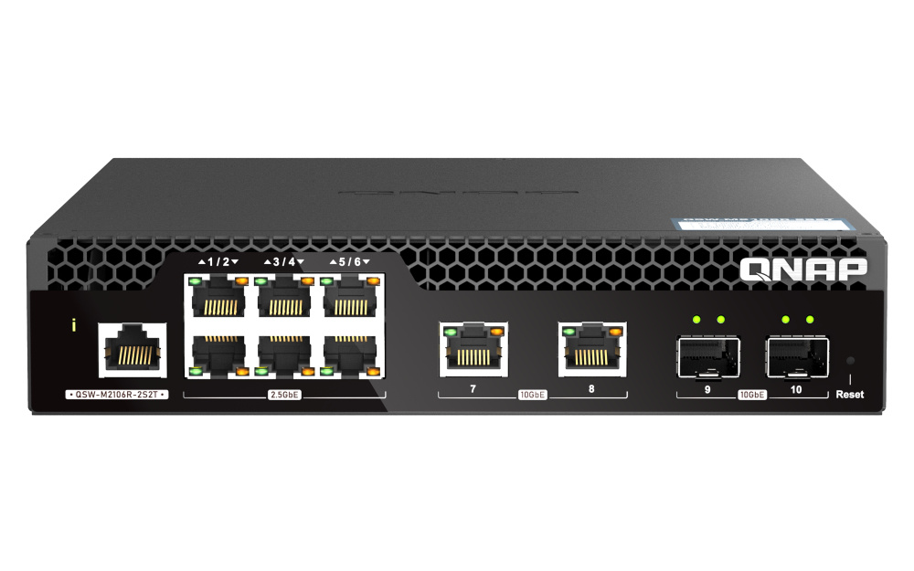 QNAP QNAP QSW-M2106R-2S2T netwerk-switch Managed L2 10G Ethernet (100/1000/10000) 1U Zwart
