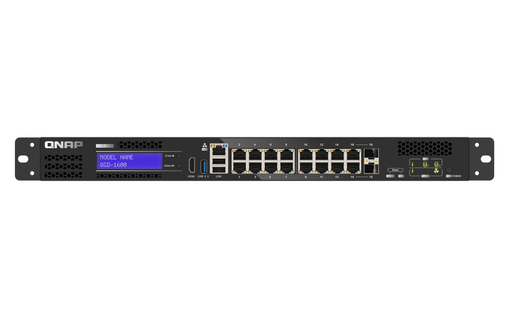 QNAP QNAP QGD-1600 Managed Gigabit Ethernet (10/100/1000) 1U Zwart, Grijs
