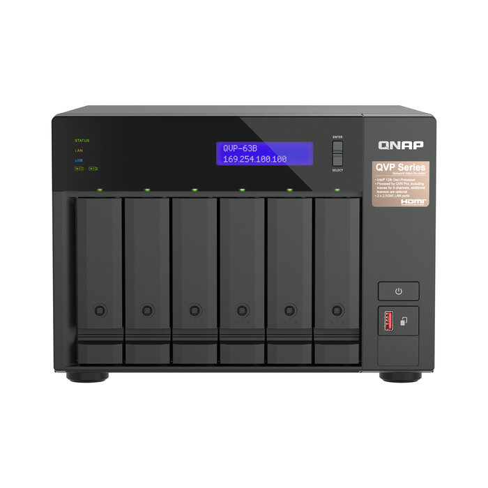 QNAP QNAP QVP-63B data-opslag-server NAS Tower Ethernet LAN Zwart