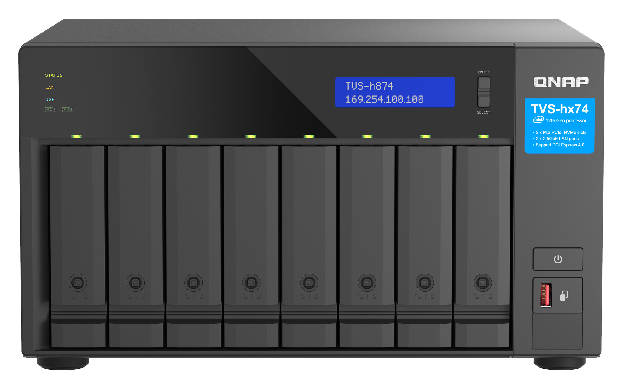 QNAP QNAP TVS-H874T-I7-32G data-opslag-server NAS Tower Ethernet LAN Zwart