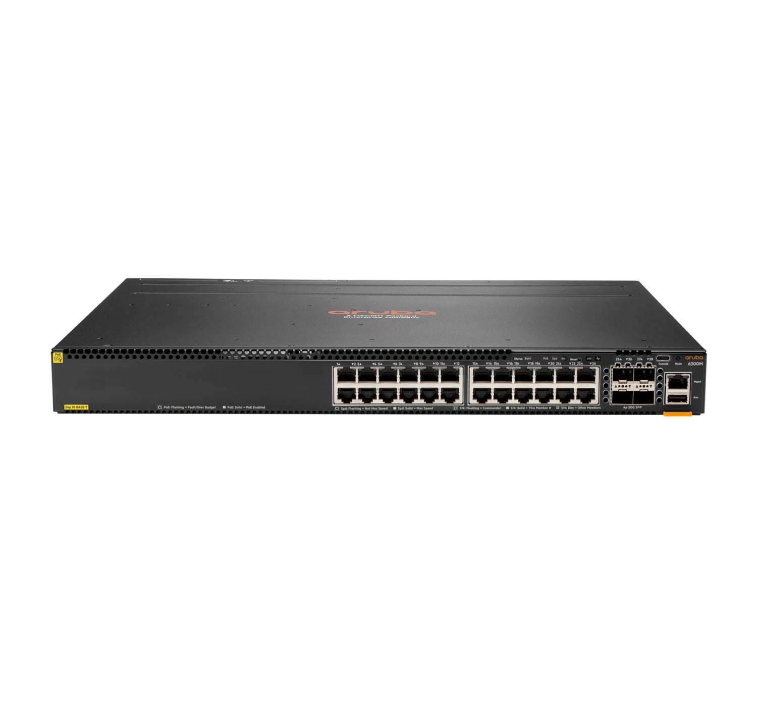 Hewlett & Packard Enterprise Aruba 6300M 24-port 1GbE Class 4 PoE & 4-port SFP56 Managed L3 Gigabit Ethernet (10/100/1000) Power over Ethernet (PoE) 1U